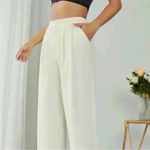 SHEIN PETITE High Waist Plicated
Detail Wide Leg Suit Tailor Pants large - Picture 4 of 8